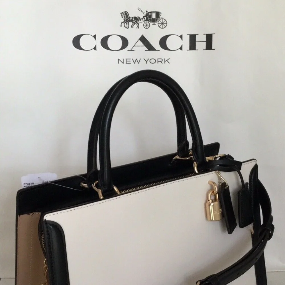 Limited Edition Coach Zoe Carryall Chalk Color Block Boutique Collectors Piece - Picture 3 of 8